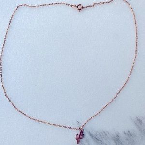 Rose Gold Cactus Pendant Necklace